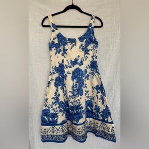 Jones Wear Cream and Navy Dress